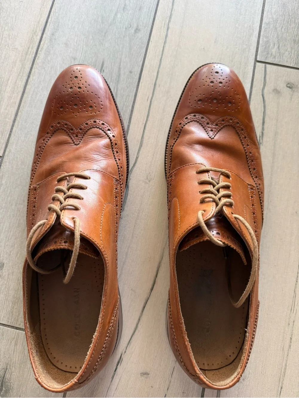 Cole Haan Men's Tan Wingtip Brogue Oxfords